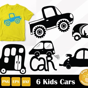6 Kids Car SVG for Cricut Silhouette Files, Easy Cut, Commercial Use, Instant Download
