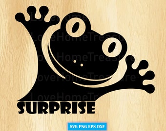 Surprise Frog Grappige Komedie SVG PNG EPS-bestanden voor Cricut Silhouette Files, Easy Cut, Commercieel gebruik, Instant Download