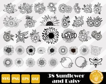 38 Zonnebloem Svg, Daisy Svg, Floral Svg, Zonnebloem Cut File, Zonnebloem Clipart, Daisy Flower Svg, Zonnebloem Overzicht, Instant Download