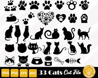 Cute Cats SVG-bundel, Paw Cut-bestanden (digitale download)