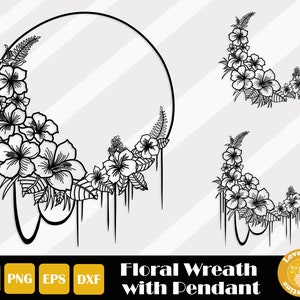 Floral Wreath Svg, Wreath Svg, Botanical Svg, Flower Svg, Laurel Wreath Clip Art, Floral Border Svg, Monogram Wreath Svg, Instant Download