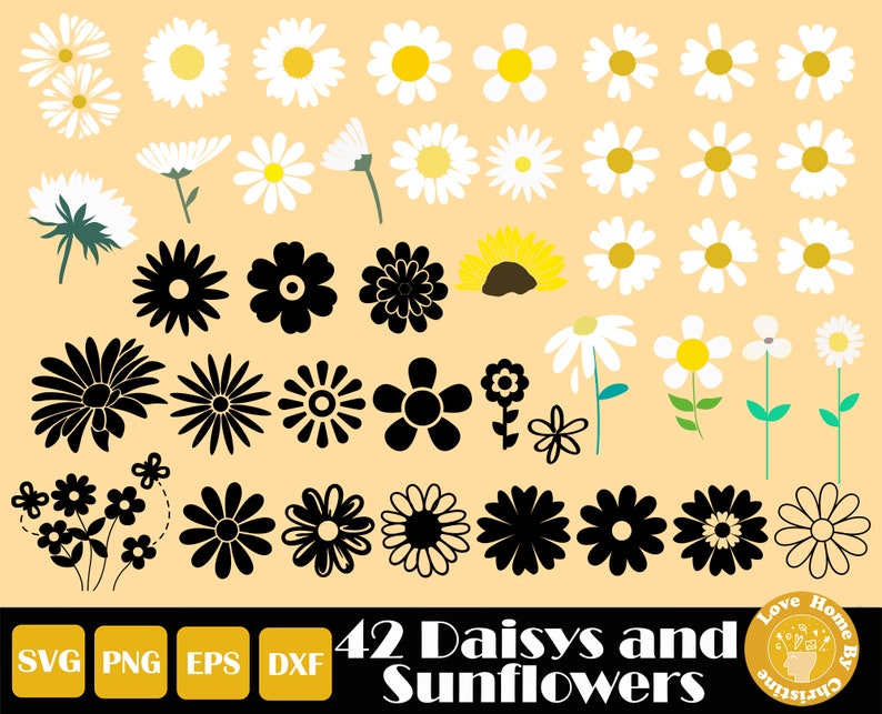 42 Daisy SVG Sunflower SVG Flower Cut Files for Cricut | Etsy