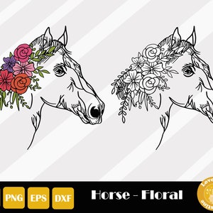 Horse With Flowers, Horse Love Svg, Horse Life Svg, Animal Lover Shirt, Floral Horse Design, Horse Head Svg, Instant Download