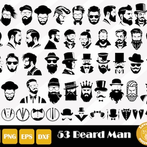 53 Beard Man Svg, Father Svg, Funny Hipster Svg, Man Bundle Svg, Beard Cut File For Cricut and Silhouette, Easy Cut, Instant Download