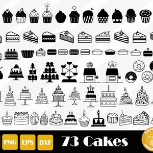 73 Cake Svg, Dessert Svg, Doughnut Svg, Cupcake Svg Cut File for Cricut and Silhouette, Easy Cut, Instant Download