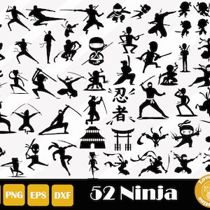 52 Ninja Svg, Ninja Warrior Svg, Ninja Star Svg, Karata Cut Files for Cricut Silhouette Files, Easy Cut, Instant Download