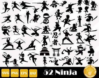 52 Ninja Svg, Ninja Warrior Svg, Ninja Star Svg, Karata Cut Files for Cricut Silhouette Files, Easy Cut, Instant Download
