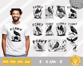 F-caw-f Halloween, F Caw F Caw Png, Dark Bird Clipart, Dark Humor Svg, F Caw F Prints, F-caw-f Shirt, Crow Digital Art, Funny F-caw-f