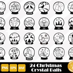 24 Kristallkugel Svg, Weihnachtsrahmen Svg, Weihnachtskugeln Svg, Weihnachten Clipart, Weihnachtsschmuck, Sofort Download