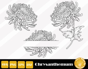 Chrysanthemum Svg, Botanical Svg, Wildflower Stencil, Birth Flower Svg, Wildflower Cut Files For Cricut Silhouette, Instant Download