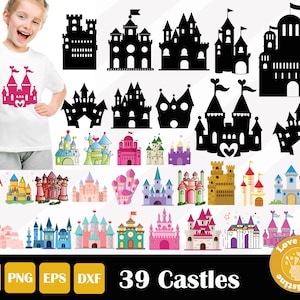 39 Castle Palace Bundle PNG SVG EPS Files for Cricut Silhouette Files, Easy Cut, Commercial Use, Instant Download