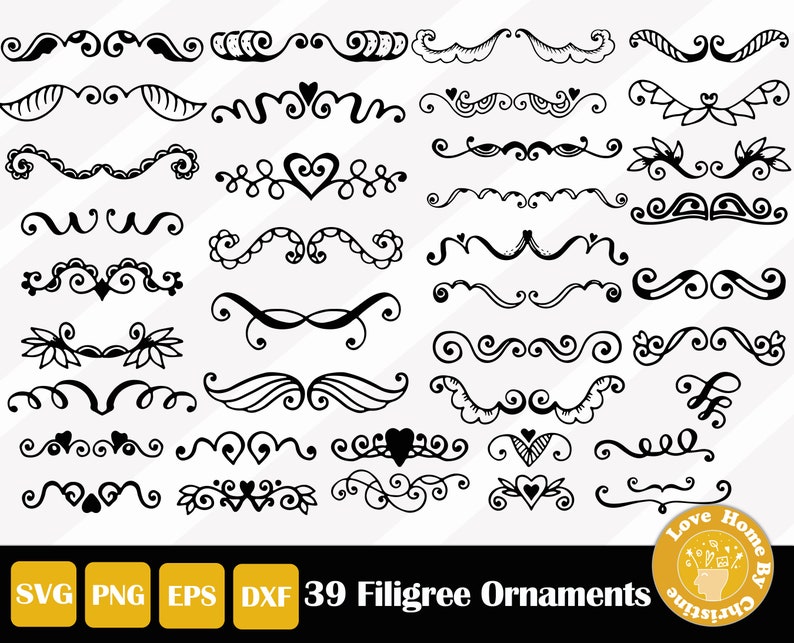 39 Filigree Ornament Decorative Divider SVG Files for Cricut Silhouette Files Instant Download Easy Cut