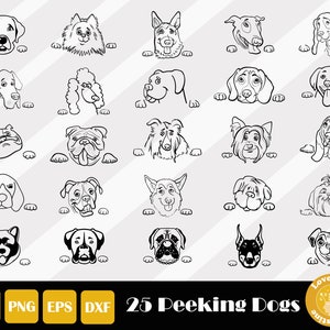 25 Peeking Dog Clipart, Dog Lover Svg, Dog Lover Svg, Puppies Svg, Dog Cut File, Dog Svg Bundle, Dog Breed Svg, Instant Download