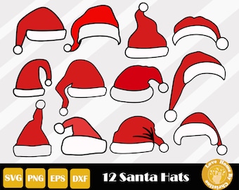 12 kerstmuts SVG-bundel: kerstgesneden bestanden (direct downloaden)