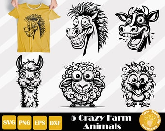 Funny Animals Svg, Funny Horse Svg, Funny Sheep Svg, Funny Llama Svg, Funny Cow Svg, Cute Chick Svg, Cute Cow Svg, Instant Download