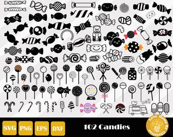 102 Candy Svg, Candies Svg, Lollipop Svg, Candy Vector, Candy Svg, Candy Cane Svg, Lollipop Cut File, Sweet Treats Svg, Instant Download