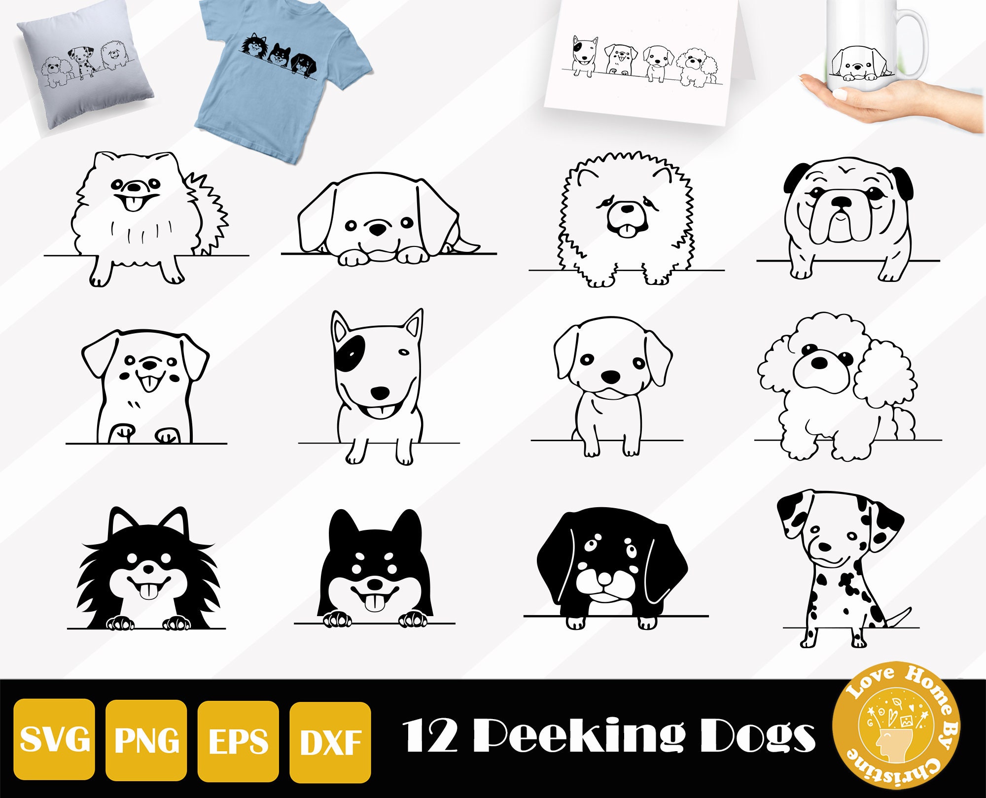 12 Peeking Dogs Svg Pet Svg Puppies Svg Cute Dog Clipart | Etsy