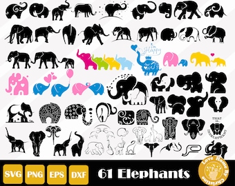 Elephant SVG Cut Files, Family Designs (Digital Download)