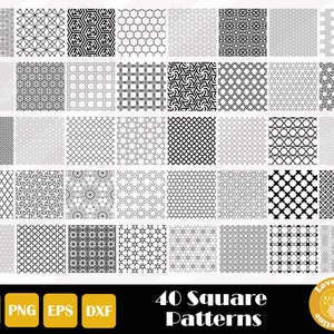 40 Square Seamless Patterns, Geometrical Patterns, Mandala Svg, Seamless Patterns Cut File For Cricut Silhouette, Easy Cut, Instant Download