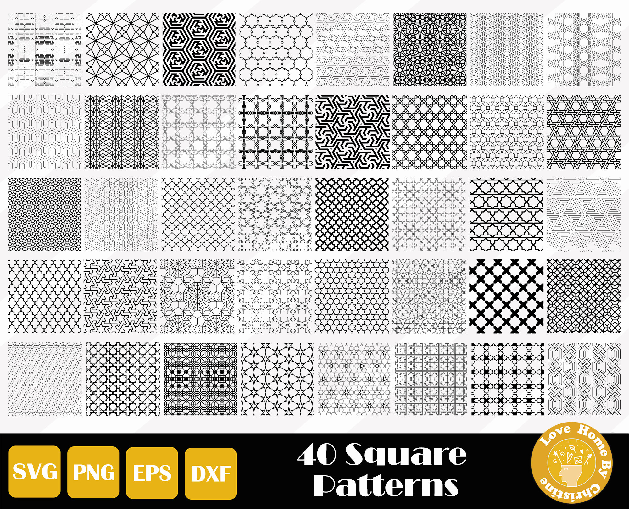 40 Square Seamless Patterns Geometrical Patterns Mandala | Etsy