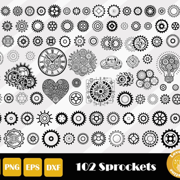 102 Sprocket Svg, Clockwork Svg, Steampunk Gears Svg, Steampunk Svg Bundle, Steampunk Svg, Gears Svg, Clockwork Svg, Instant Download