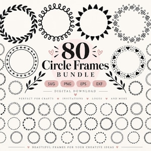 64 Floral Circle Frame SVG Bundle: Wreaths, Monograms & Geometric Frames