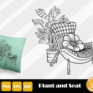 Seat Svg, Relax Svg, Mental Health Svg, Houseplant Svg, Tropical Leaves Svg, Monstera Leaf Svg, Tropical Leaf Svg, Instant Download