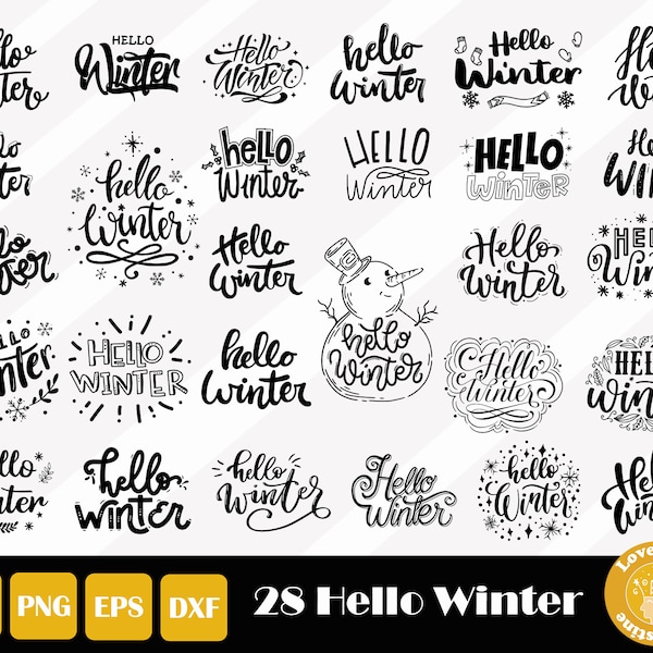 28 Hello Winter Svg, Christmas Svg, Winter Shirt Svg, Christmas Sign Svg, Winter Png, Easy Cut, Instant Download