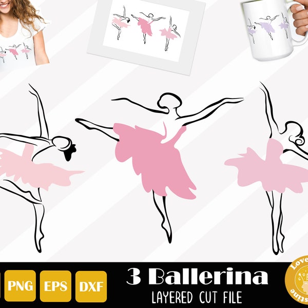 3 Ballerina Svg, Ballet Dancer Svg, Princess ballerina, Ballerina Cut Files For Cricut and Silhouette, Easy Cut, Instant Download