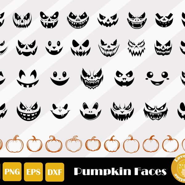 41 Pumpkin Face Svg, Scary Pumpkin Svg, Trick Or Treat Svg, Fall Pumpkin Svg, Halloween Svg Bundle, Scary Pumpkin Face, Instant Download