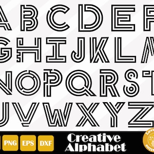 26 Creative Alphabet Svg, Monogram Font, Alphabet Clipart PNG SVG EPS Cut Files for Cricut Silhouette Files, Easy Cut, Instant Download