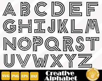 26 Creative Alphabet Svg, Monogram Font, Alphabet Clipart PNG SVG EPS Cut Files for Cricut Silhouette Files, Easy Cut, Instant Download