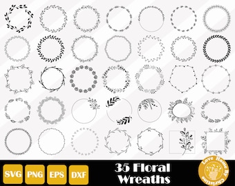 35 Floral Wreath Svg, Wedding Wreath Svg, Laurel Wreath Svg, Wreath Cut File For Cricut Silhouette, Easy Cut, Instant Download