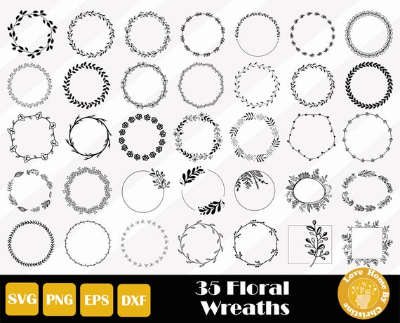 35 Floral Wreath Svg, Wedding Wreath Svg, Laurel Wreath Svg, Wreath Cut File For Cricut Silhouette, Easy Cut, Instant Download