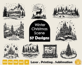 Christmas Winter Svg, Holiday Decor, Laser Engraving File, Christmas Village, Christmas Gift Laser, Christmas Tree, Merry Christmas