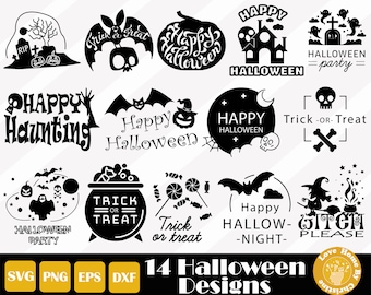 14 Halloween Svg, Happy Halloween Svg, Halloween PNG SVG EPS Cut Dateien für Cricut Silhouette Dateien, Easy Cut, Direkter Download