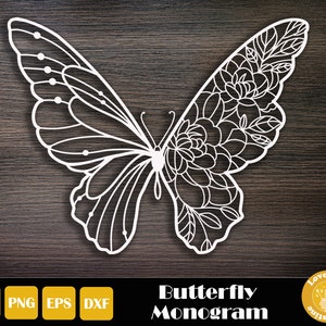 Papillon Monogram, Butterfly Vector, Butterfly Cricut, Butterfly Silhouette, Butterfly Cut File, Butterfly Svg, Téléchargement instantané