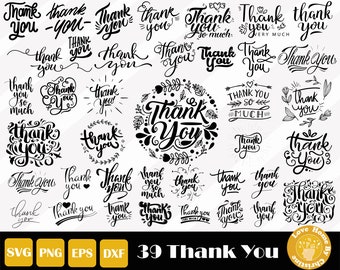 39 Danke, dass Sie svg, danke Clipart, danke schneiden Dateien für Cricut Silhouette-Dateien, Easy Cut, Instant Download