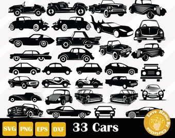 33 Vintage Car, Classic Car SVG Files for Cricut Silhouette Files, Easy Cut File, Instant Download