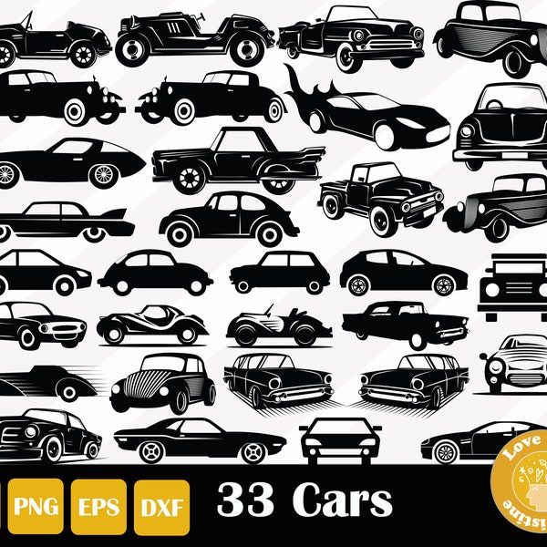 33 Vintage Car, Classic Car SVG Files for Cricut Silhouette Files, Easy Cut File, Instant Download