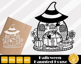 Halloween Scene Svg, Spookhuis Svg, Spooky House Svg, Halloween Clipart, Halloween Svg, Creepy House Svg, Instant Download