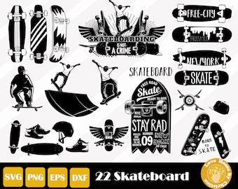 Skateboard SVG Bundle: Sport Cut Files for Cricut & Silhouette (Digital Download)