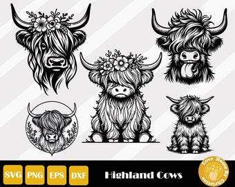 Highland Cow Svg, Cow Face Svg, Bull Head Svg, Highland Cow Png, Cow Head Svg, Highland Cow Clipart, Highland Heifer Svg, Instant Download