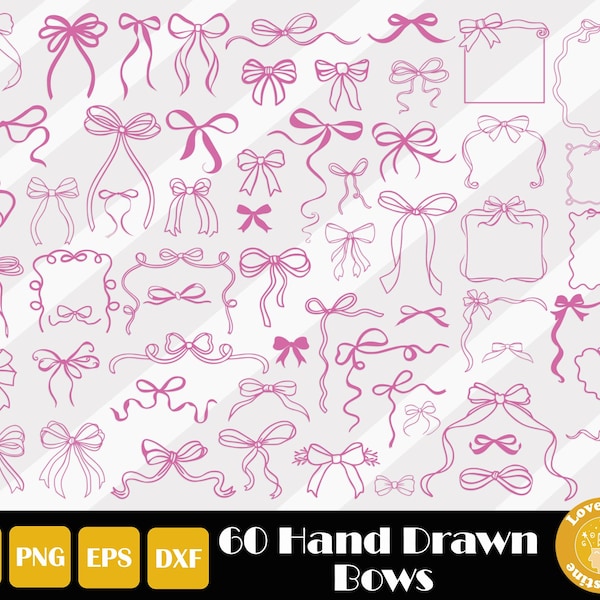 Strik Svg-bundel, golvende randen Svg, kerststriklijst, handgetekende frames, strik Svg, gelaagde boog Svg, vlinderdas Svg, haarstrik Svg-bundel
