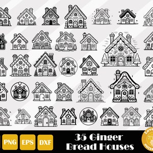 35 Gingerbread House, Gingerbread Svg, Christmas Clipart, Christmas Baking Svg, Gingerbread Clipart, Gingerbread Sign Svg, Instant Download