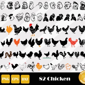 82 Chicken Clipart, Farm Svg, Chicken Svg, Rooster Svg, Animal Svg, Chicken Png, Farmhouse Sign Svg, Chicken Cut File, Instant Download