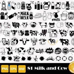 81 Milk Svg, Farm Life Svg, Cow Svg, Cow Face Svg, Cow Cut File, Farmhouse Svg, Easy Cut, For Cricut and Silhouette, Instant Download