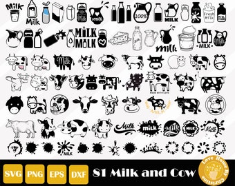 81 Milk Svg, Farm Life Svg, Cow Svg, Cow Face Svg, Cow Cut File, Farmhouse Svg, Easy Cut, For Cricut and Silhouette, Instant Download