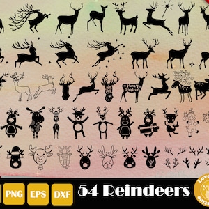 54 Reindeer Svg, Merry Christmas Svg, Cute Reindeer Svg, Rudoph Svg, Reindeer Face Svg, Winter Svg, Reindeer cut file, Instant Download