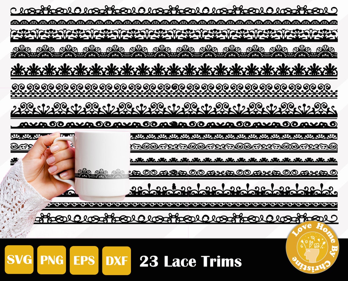 23 Lace Trim Border Divider Trenner SVG PNG EPS Cut Dateien für Cricut ...